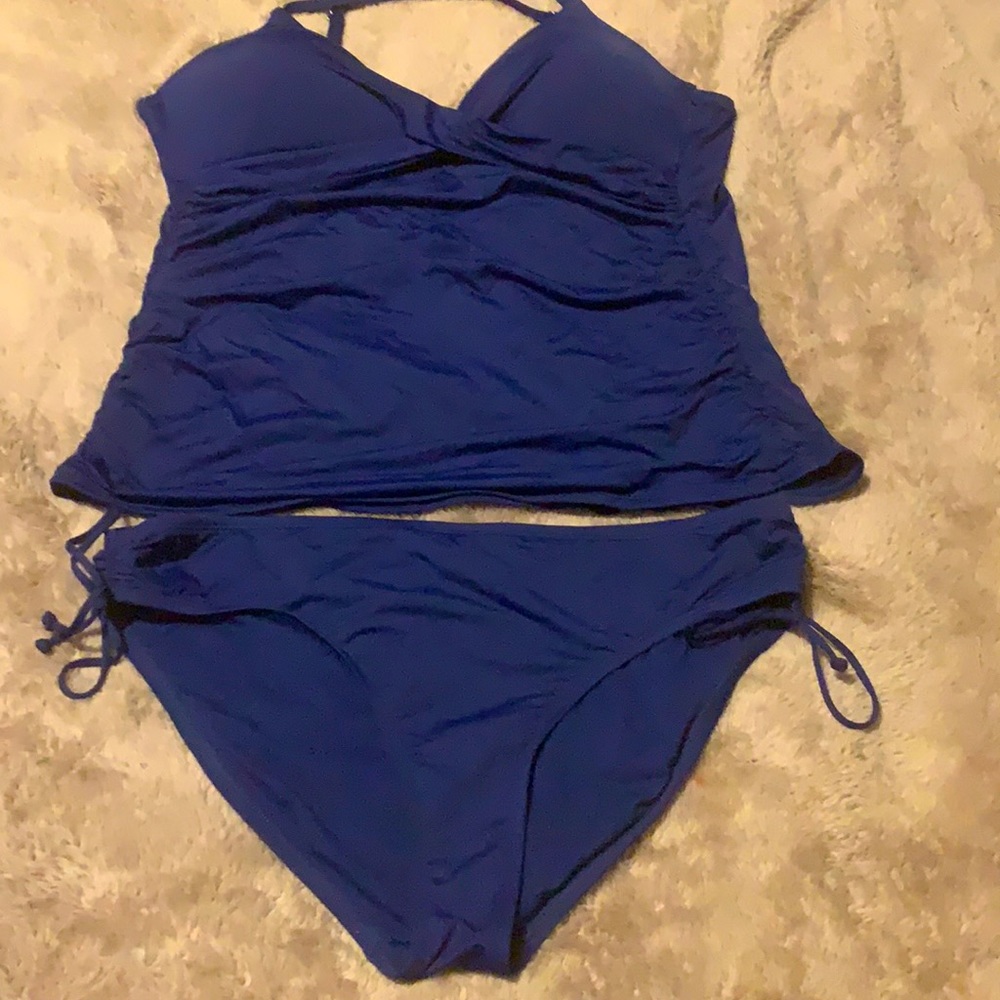 Navy Blue Ruched Tankini